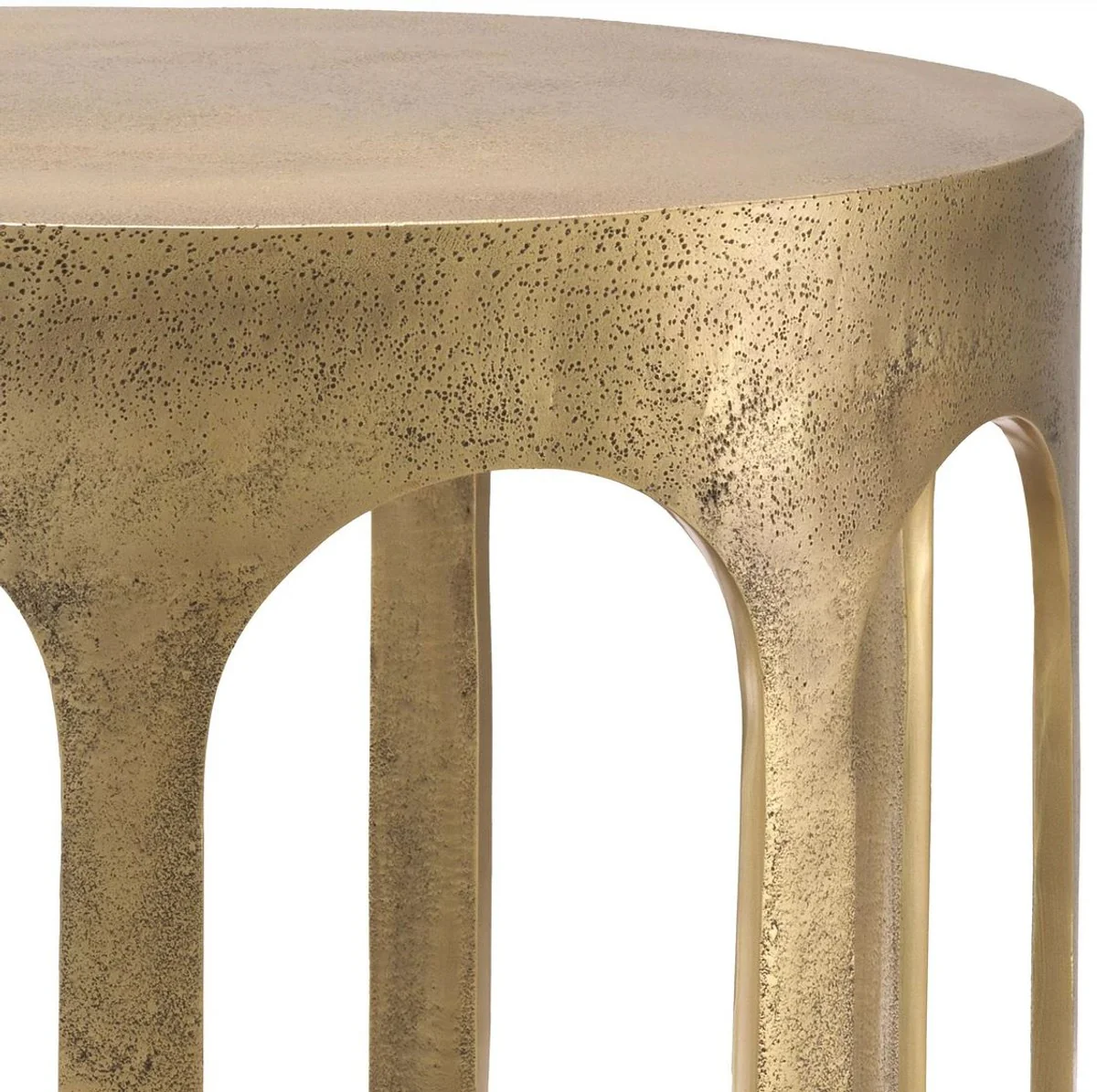 Luxury side table vintage brass Ø 55 x H. 50 cm - Round aluminum table - Aluminum furniture - Living room furniture - Luxury furniture - Luxury furnishings - Living room furnishings