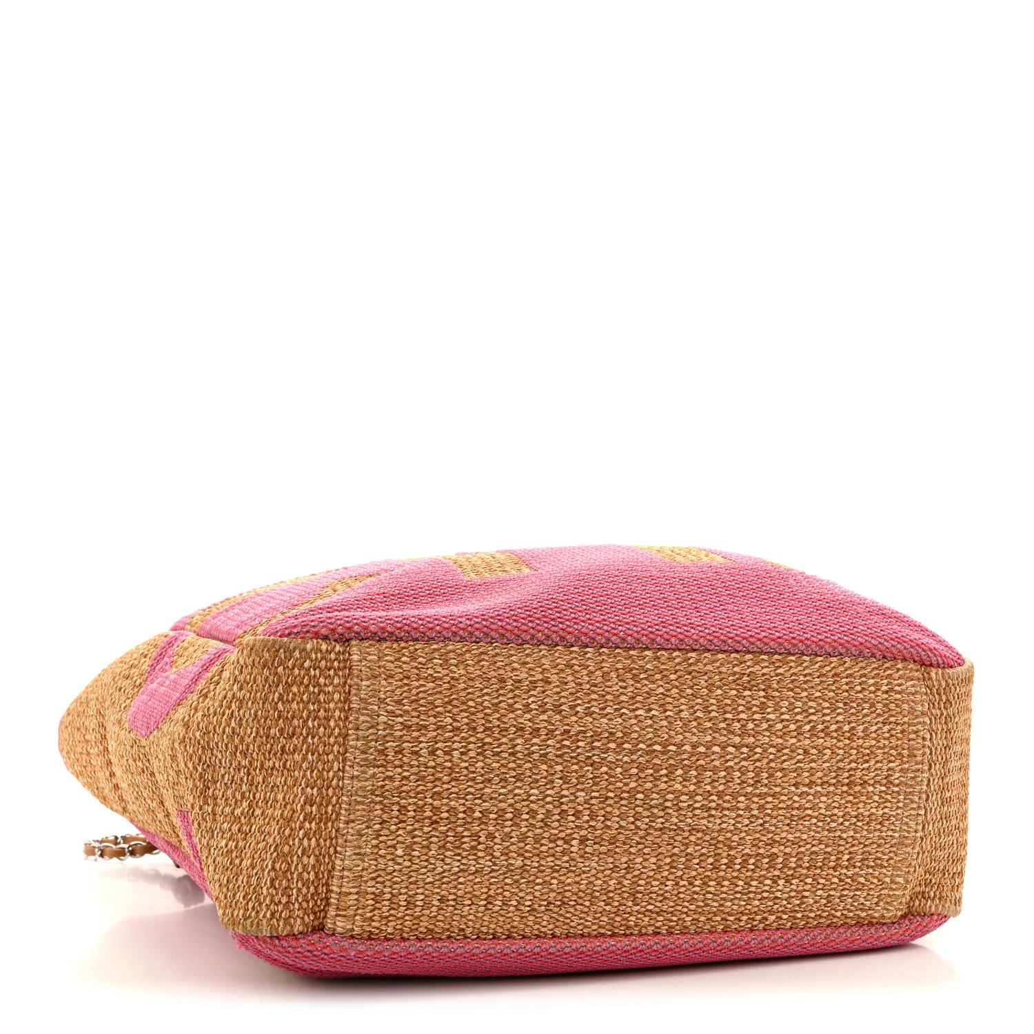 Mixed Fibers Large Shopping Bag Pink Beige - Top Club