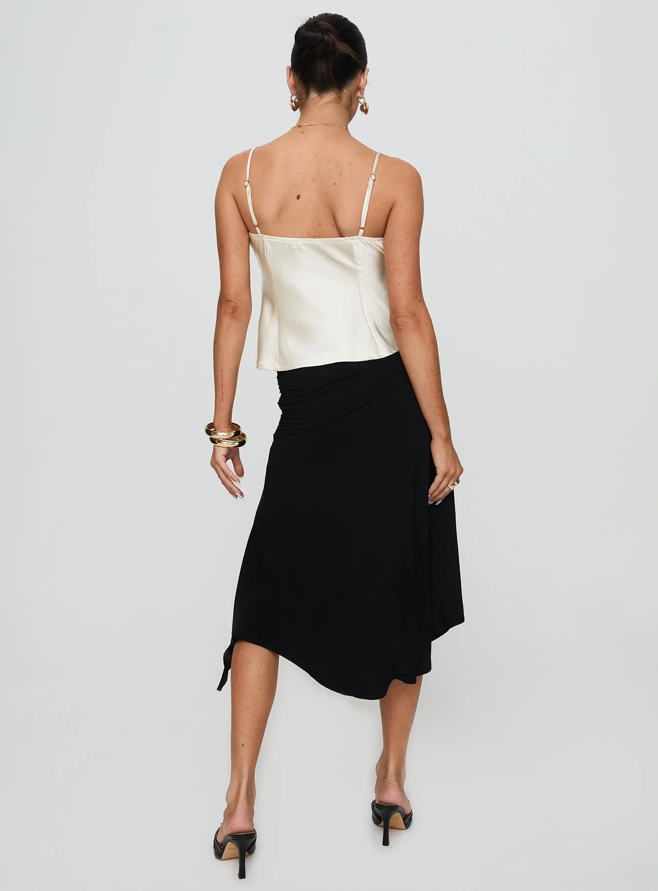 Venissa Ruched Midi Skirt Black