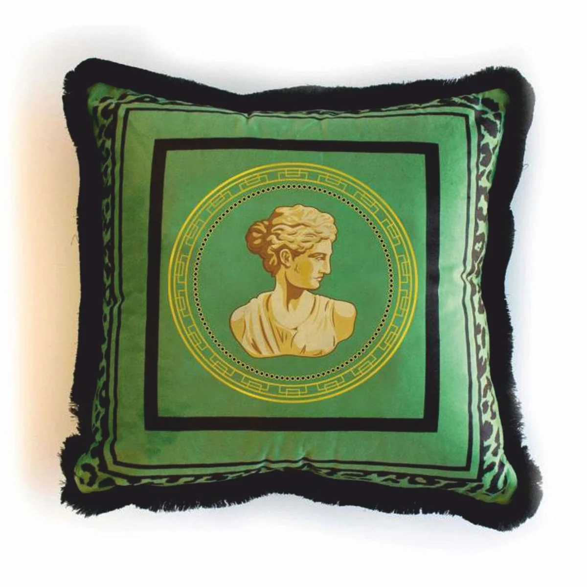 Luxury decorative cushion baroque female bust green / black 45 x 45 cm