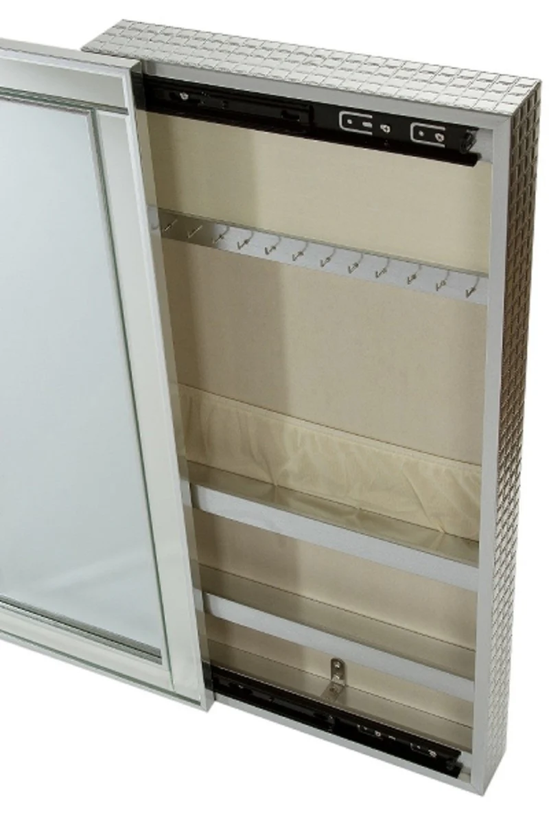 Luxury jewelry cabinet silver 40 x 9 x H. 80 cm - mirror cabinet with mirrored sliding door
