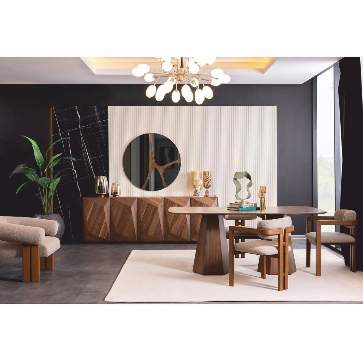 Luxury solid wood dining table brown 190 cm - Hotel & Dining Room Furniture