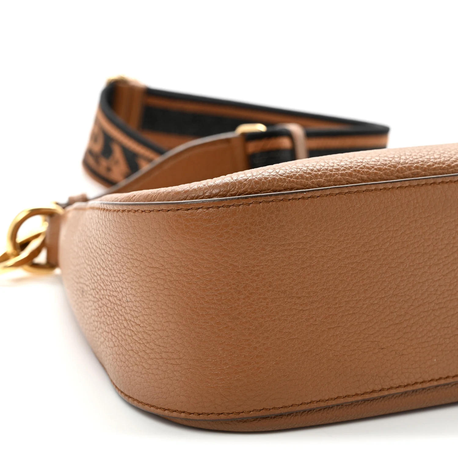 Vitello Daino Soft Zippered Hobo Shoulder Bag Caramel - Top Club