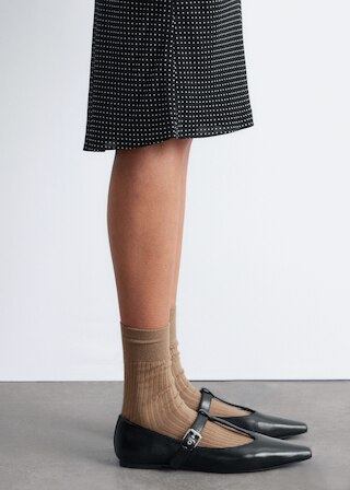 & Other Stories T-BAR LEATHER BALLET FLATS