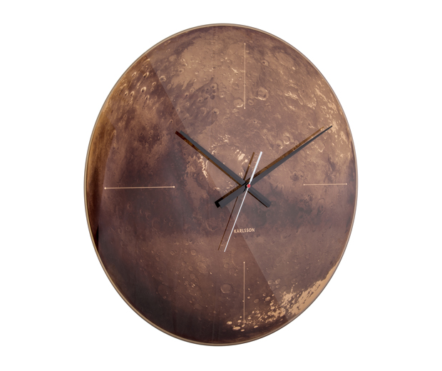 Wall clock Mars copper mirror glass, silent movem.