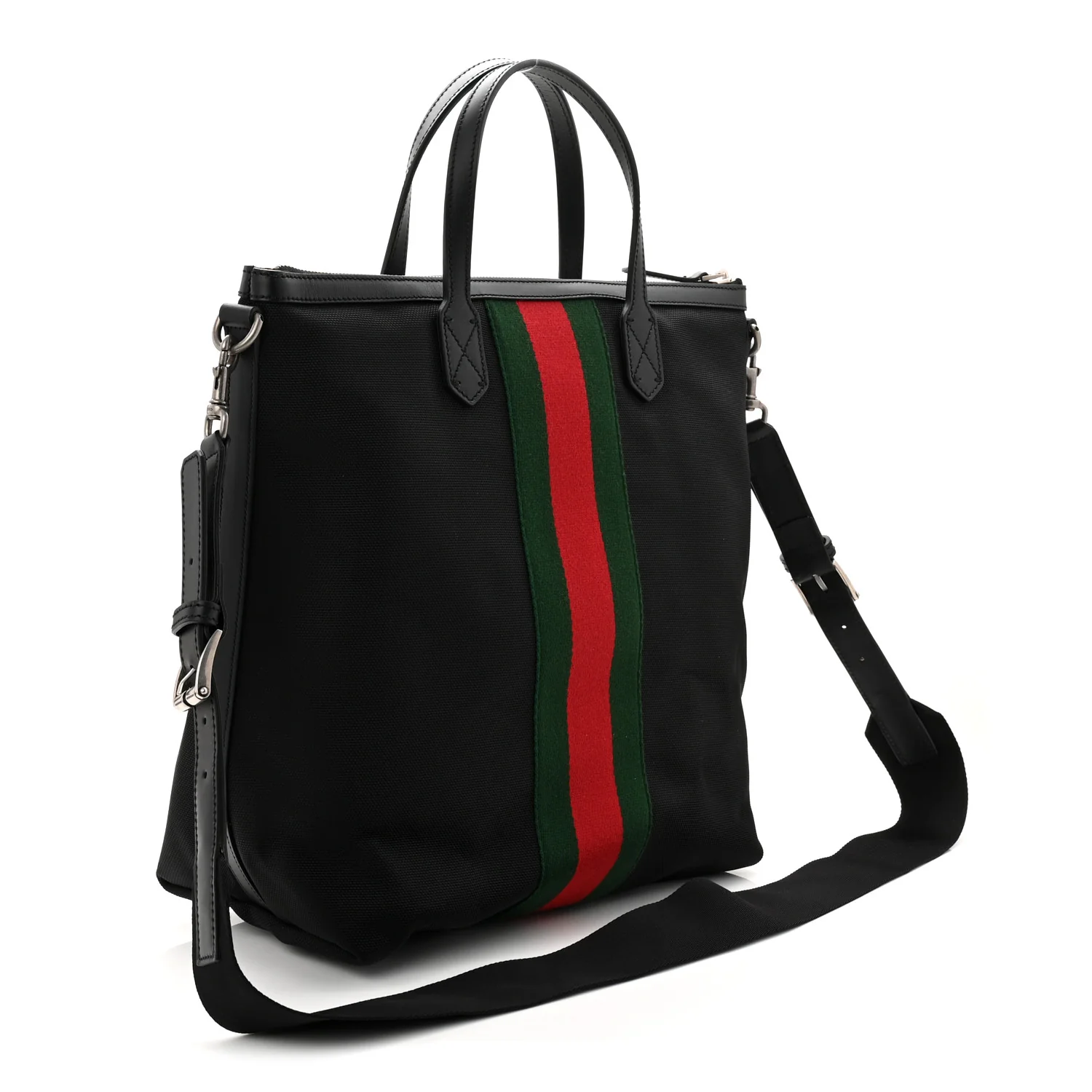 Techno Canvas Web Top Handle Shoulder Bag Black - Top Club