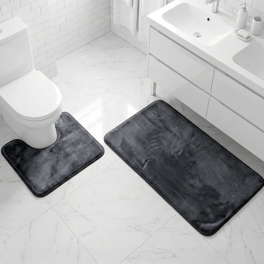 Muddy Mat® Memory Foam Bath Mat Set 2 Piece – Velvet Soft Non Slip Bathroom Rugs Set, Thick Absorbent Washable Bath Mats for Bathroom Floor and Shower, 20