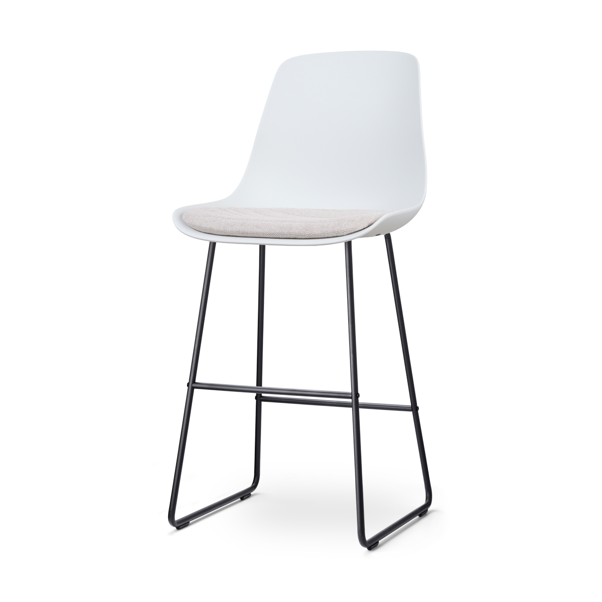Nino-Liv barkruk wit met beige zitkussen - zwart onderstel - 75 cm