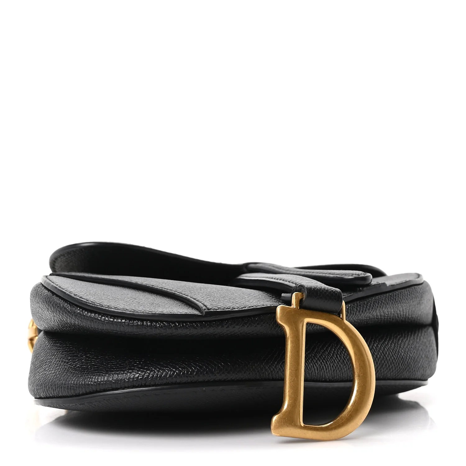 Grained Calfskin Mini Saddle Bag Black - Top Club