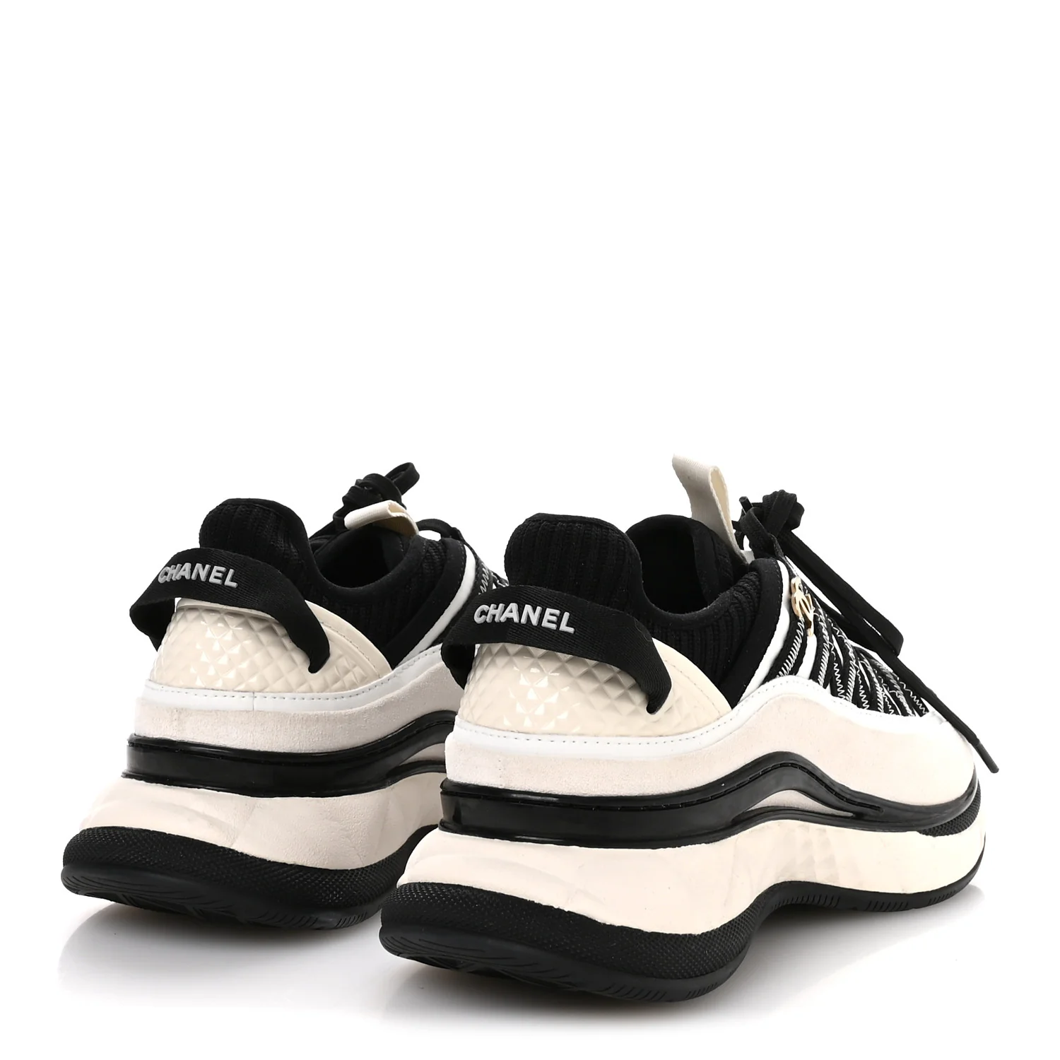 Fabric Suede Calfskin Sneakers 38 White Black - Top Club