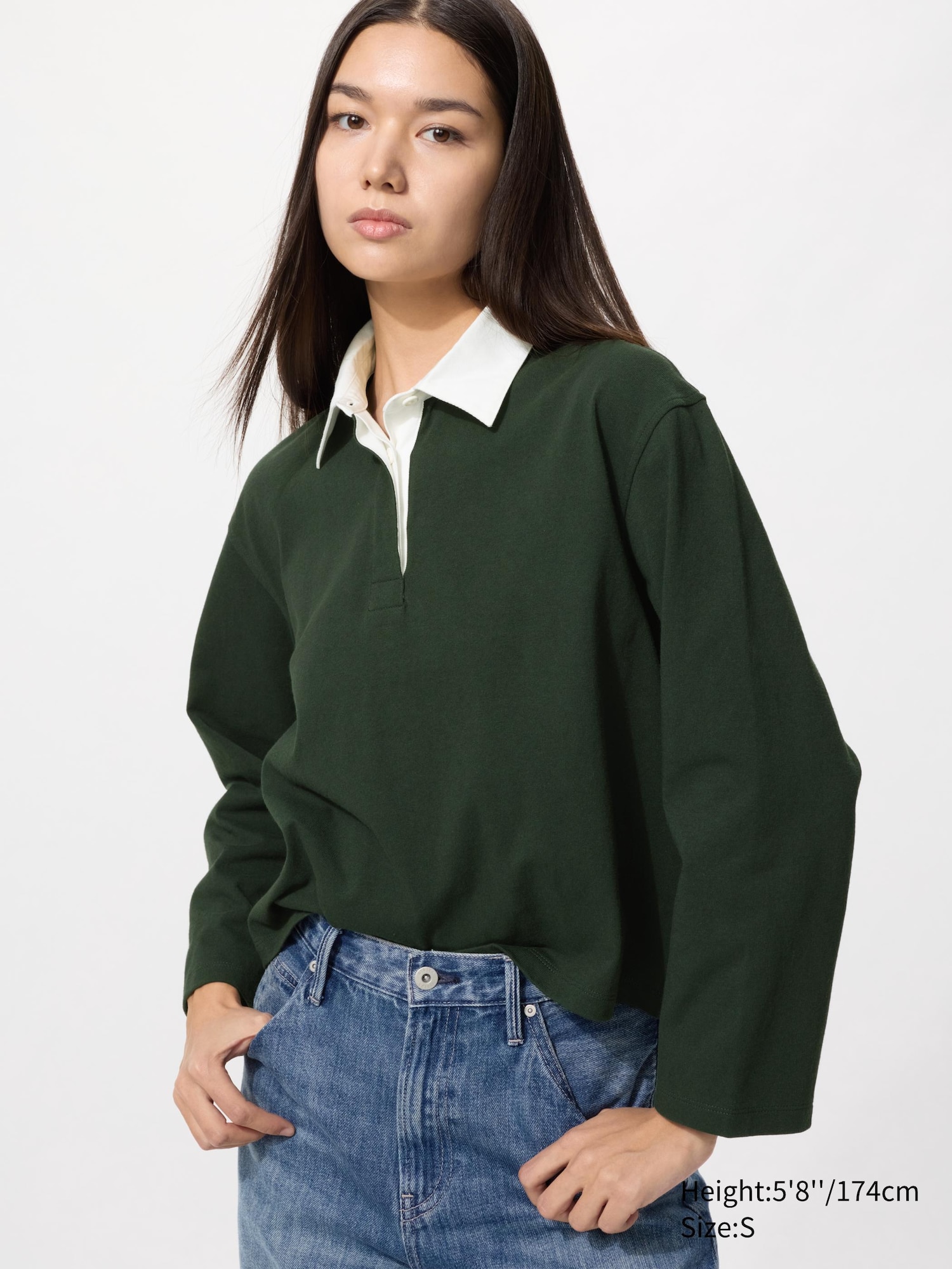 Washed Cotton Polo Shirt Long Sleeve