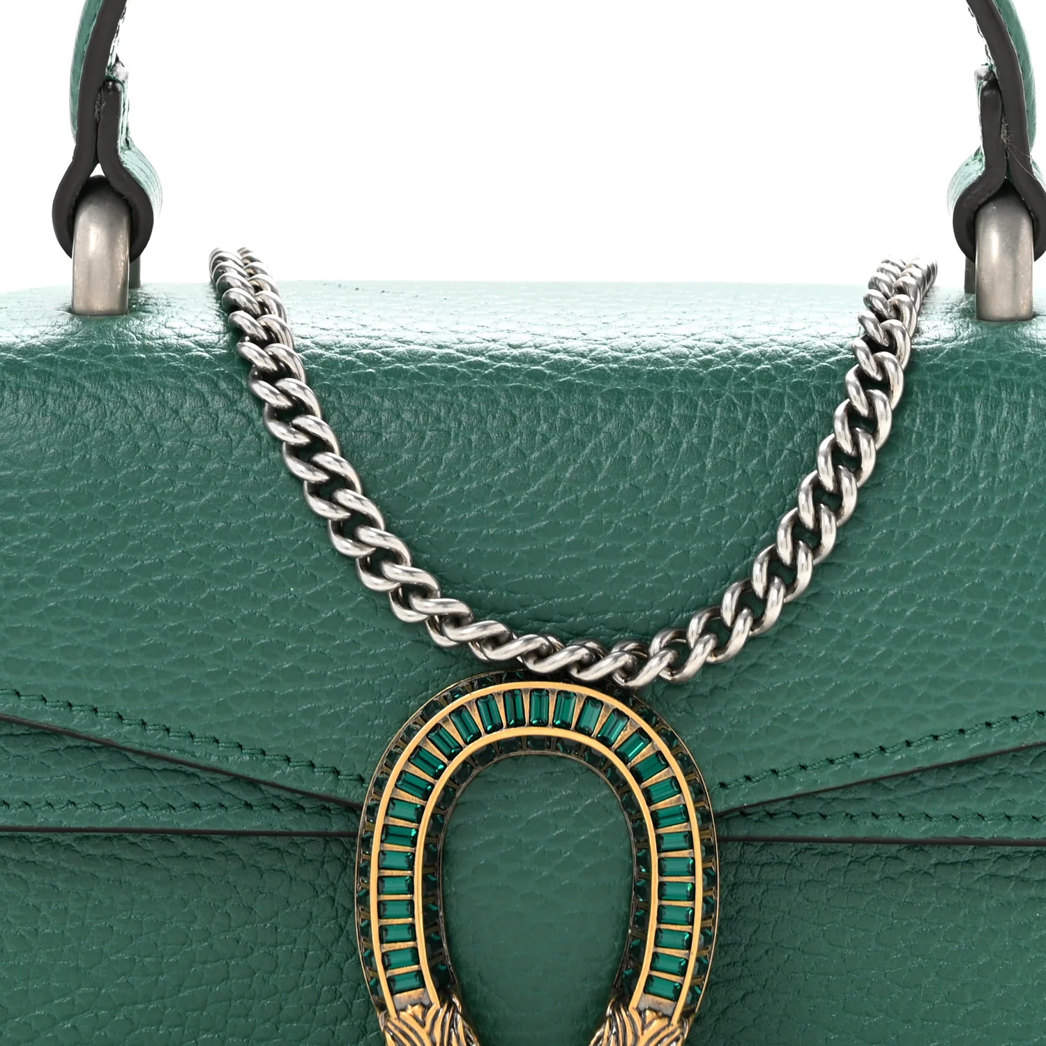 Dollar Calfskin Crystal Mini Dionysus Top Handle Bag Emerald - Top Club