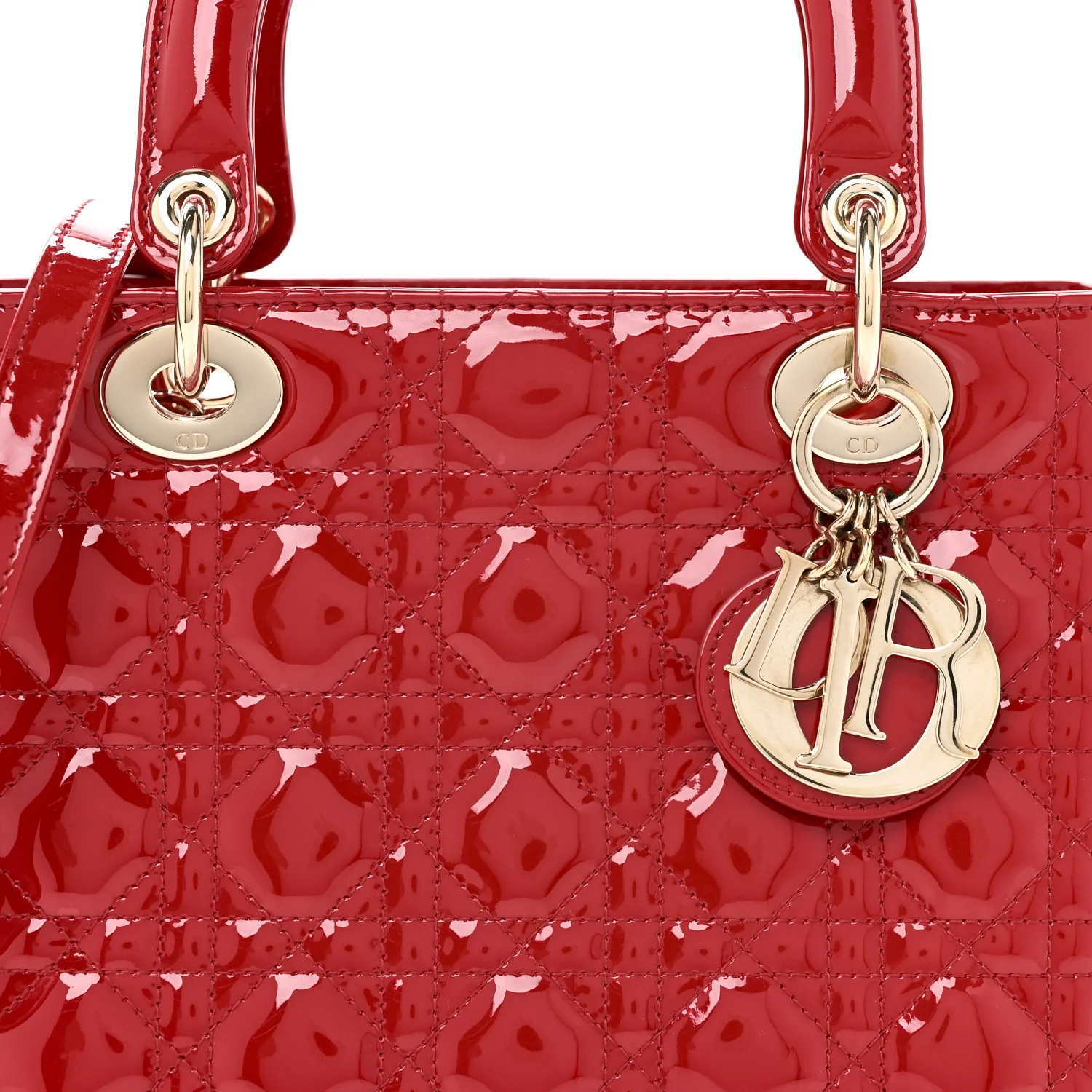Patent Cannage Medium Lady Dior Red - Top Club
