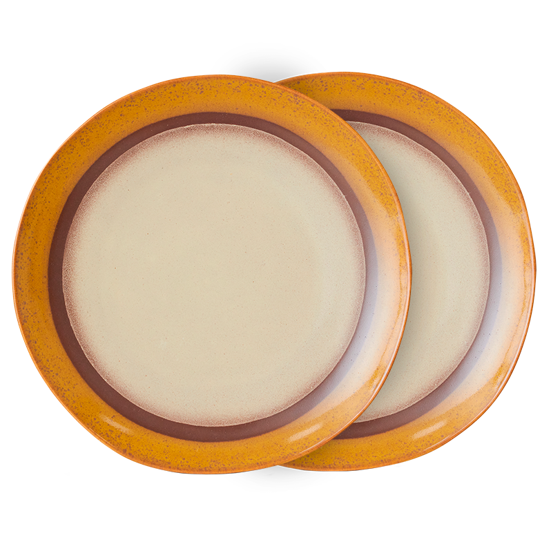 Servies 70's Ceramics Dinner Plates coconut - set van 2