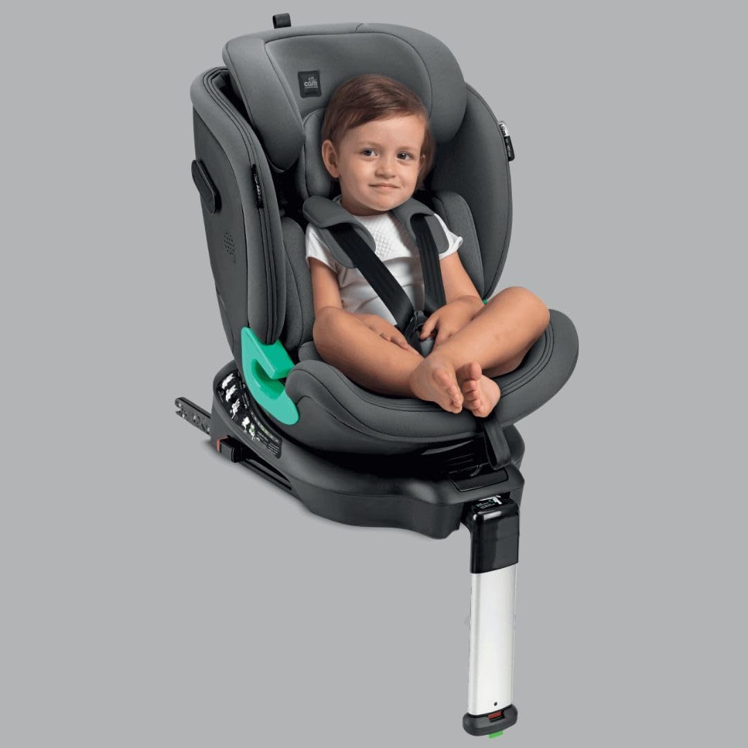 CAM S173-179 Seggiolino auto GT I-SIZE Nero - Seggiolino auto, Protezione testa impatti laterali, Imbracatura a 5 punti, Guida cintura, Sedile girevole a 360°, Rivestimenti sfoderabili - 40 cm - 150