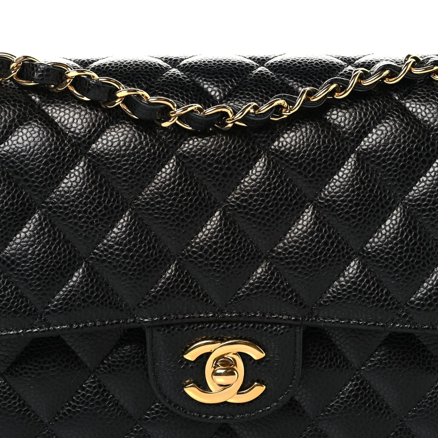 Caviar Quilted Medium Double Flap Black - Top Club
