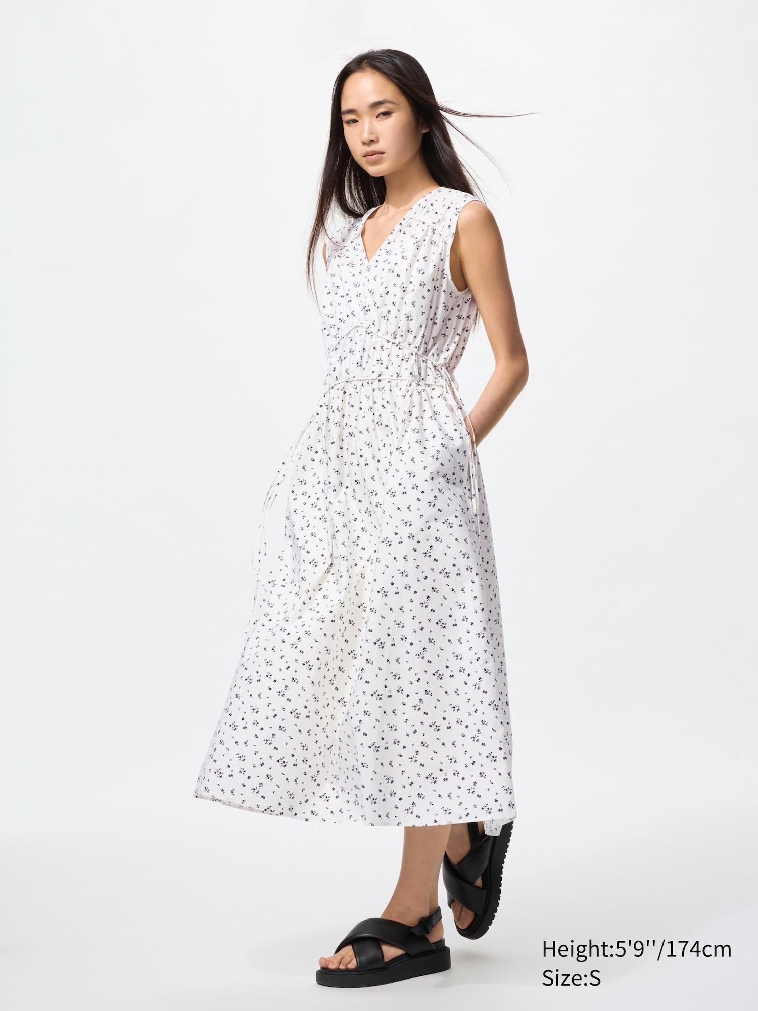 Cotton Gathered Dress Sleeveless