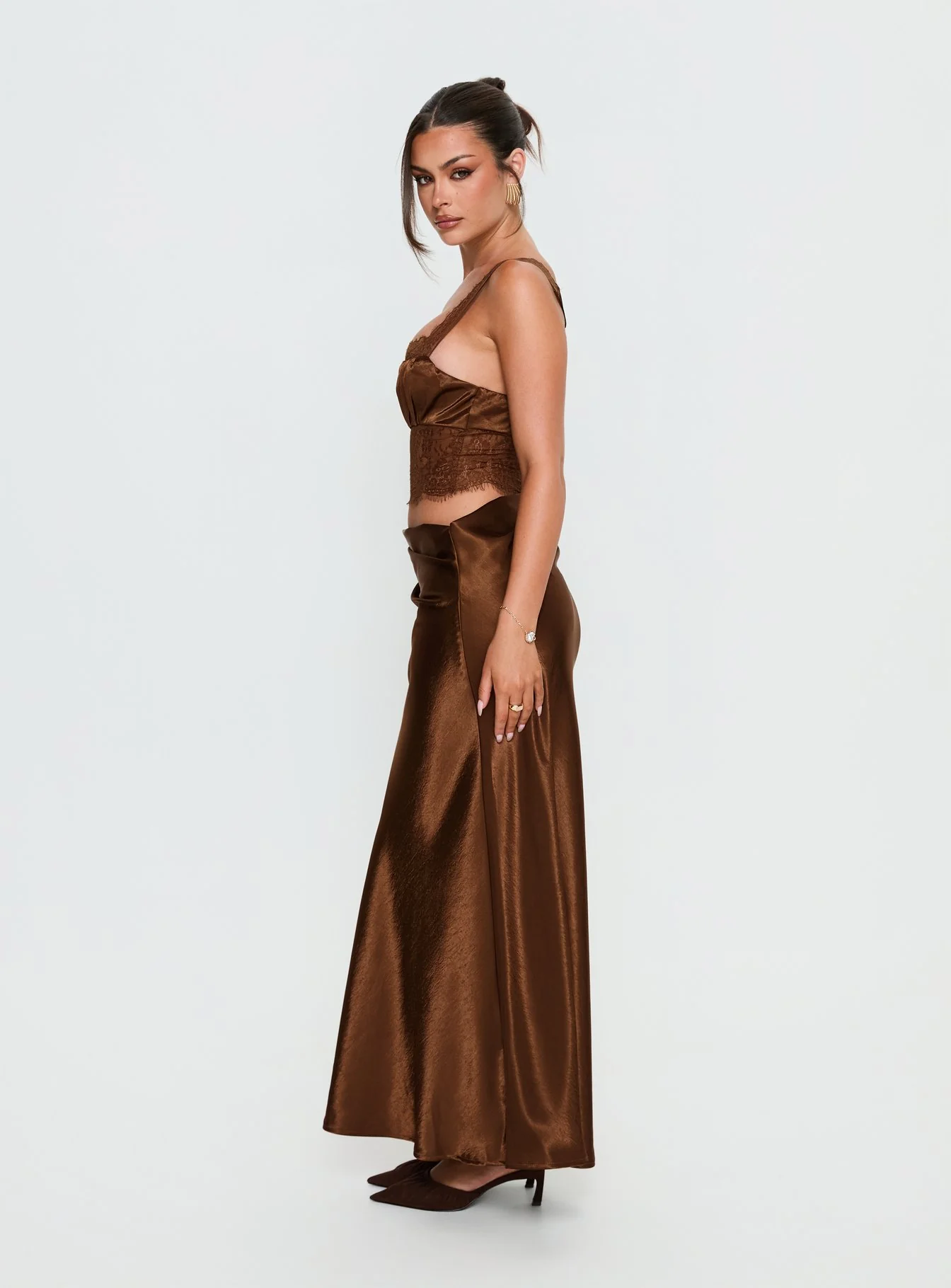 Fayfe Lace Maxi Dress Chocolate