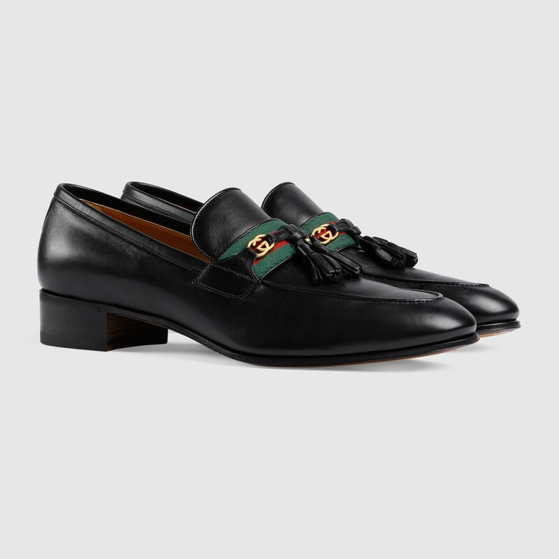GUCCI MEN'S LOAFER WITH WEB AND INTERLOCKING G - Sneaker Replica Workshop
