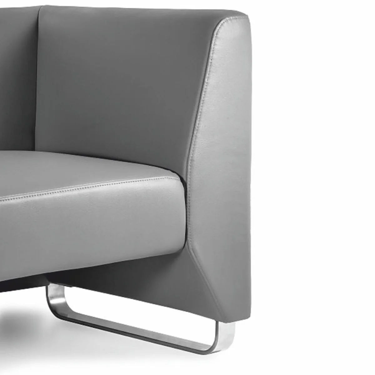 Luxury faux leather sofa gray / silver 191.5 cm - Luxury Interior