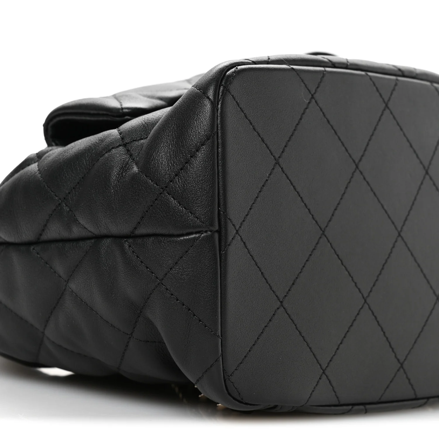 Lambskin Quilted Double Pocket Drawstring Backpack Black - Top Club