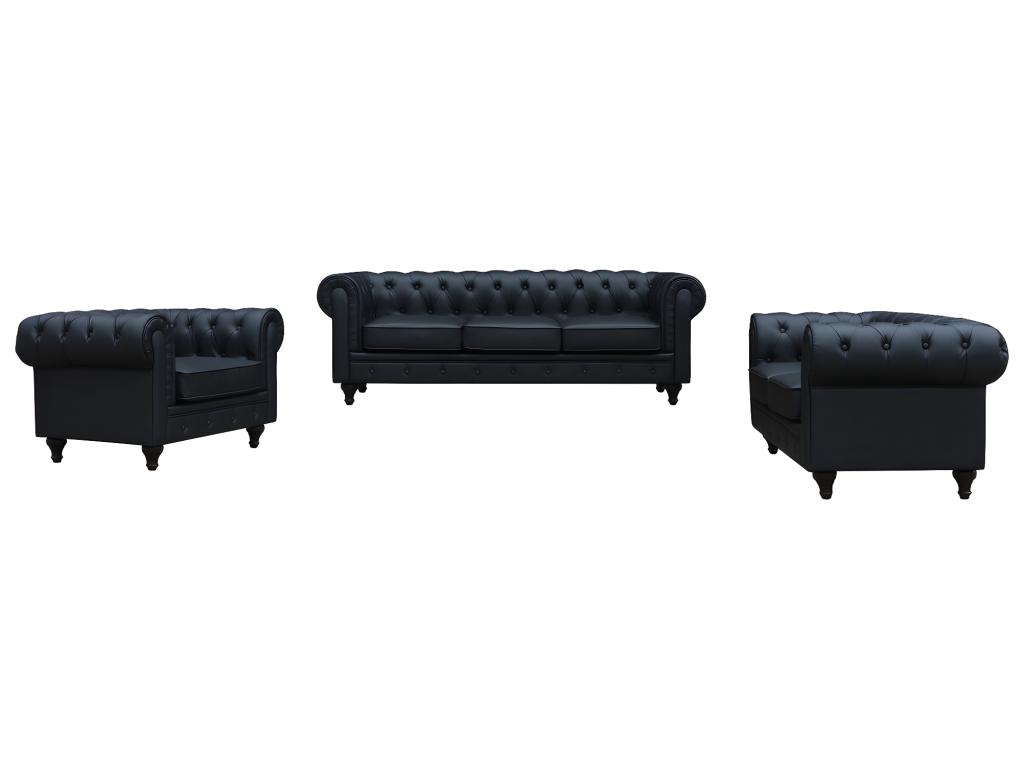 Sofá chesterfield 3 plazas - negro