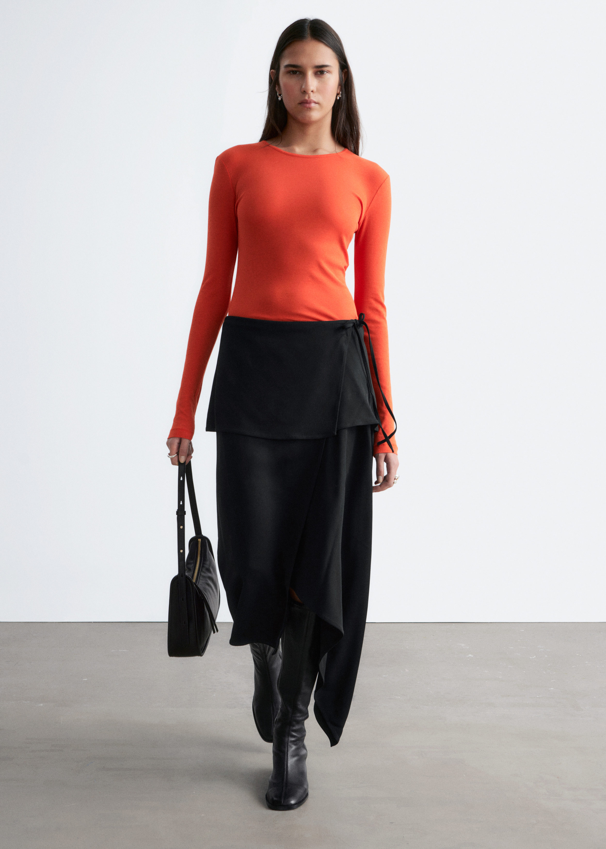 & Other Stories ASYMMETRIC WRAP MIDI SKIRT