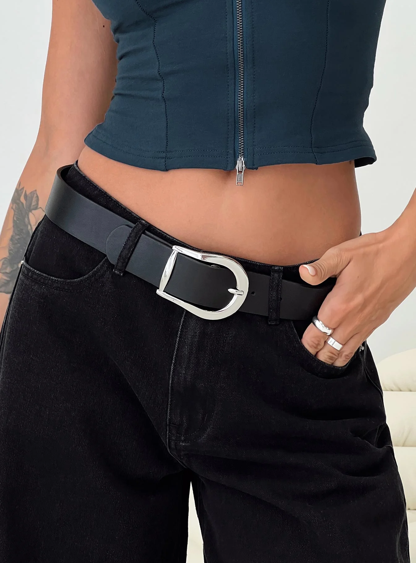Breslin Belt Black / Silver