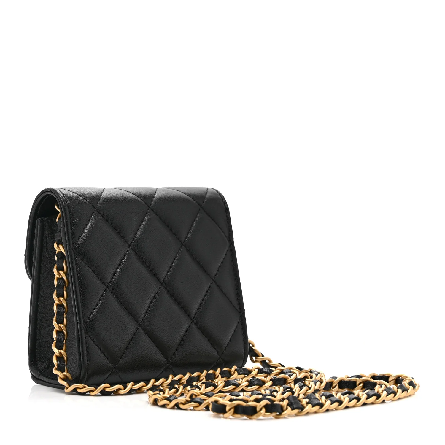 Lambskin Plexiglass Quilted Coco Love Clutch With Chain Black - Top Club