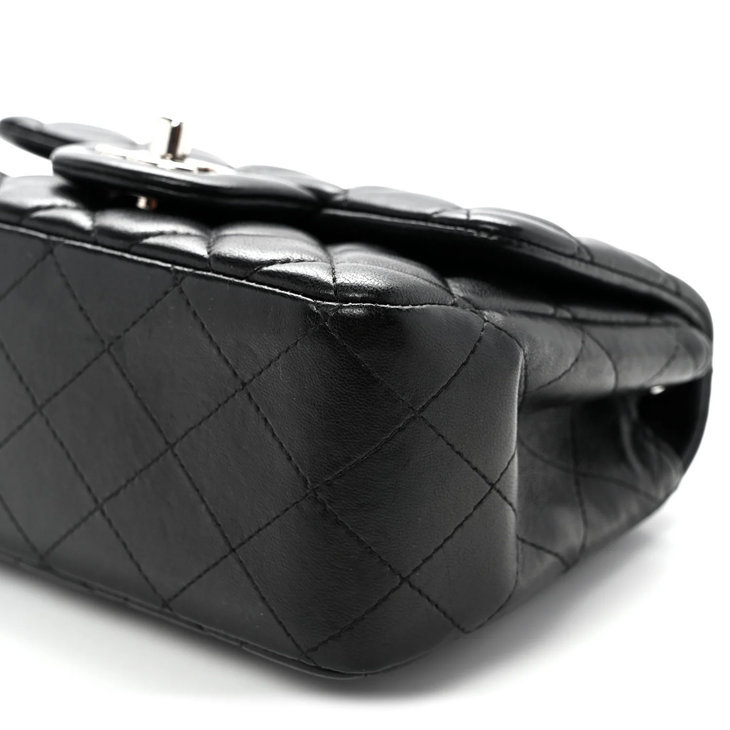 Lambskin Quilted Mini Square Flap Black - Top Club