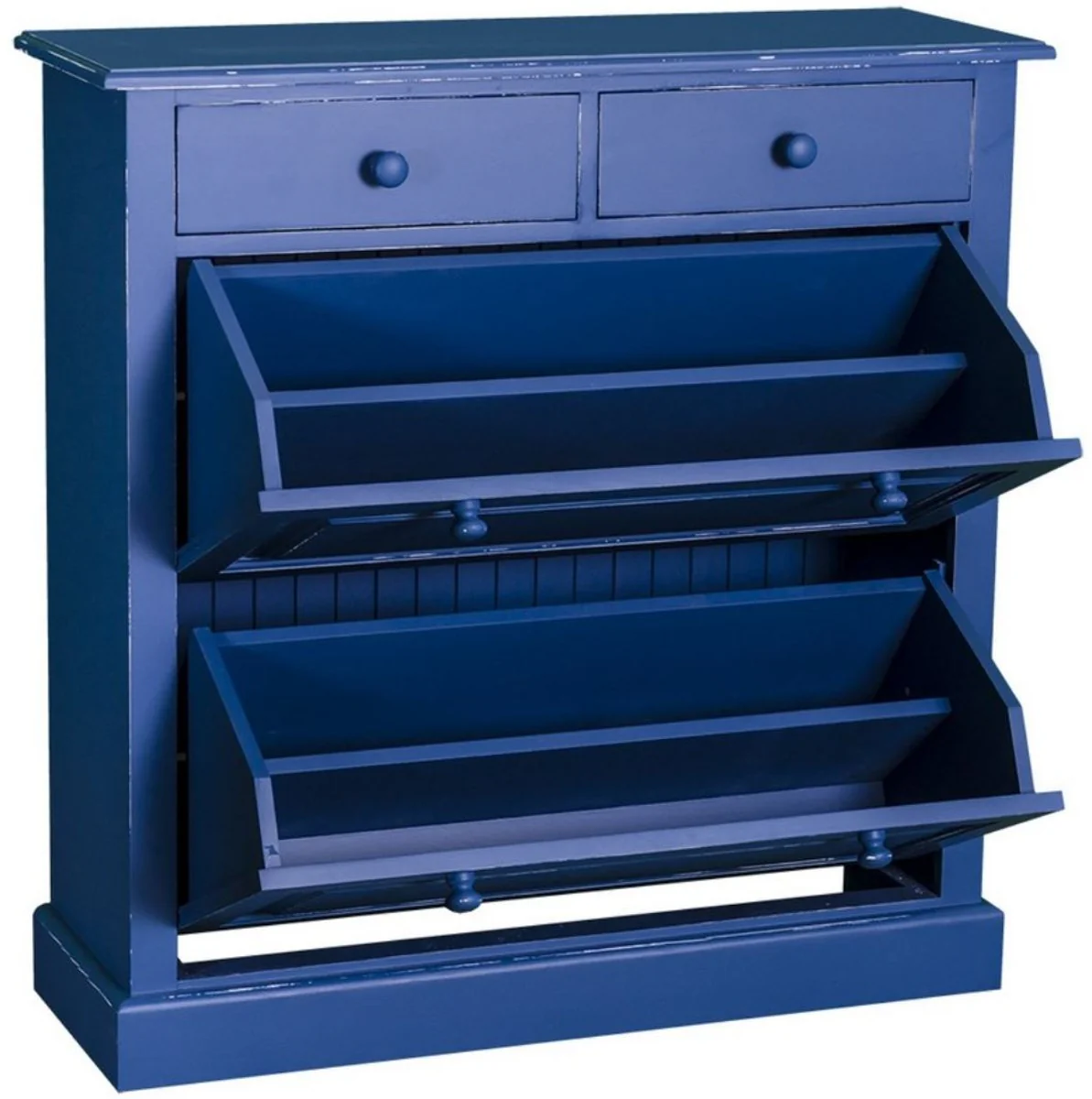 Country house style solid wood shoe cabinet antique blue 103 x 35 x H. 105 cm - country house style wardrobe furniture