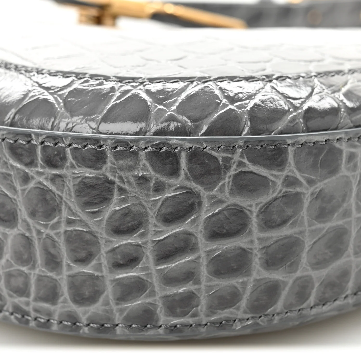 Calfskin Crocodile Embossed Large Greca Goddess Bag Charcoal - Top Club