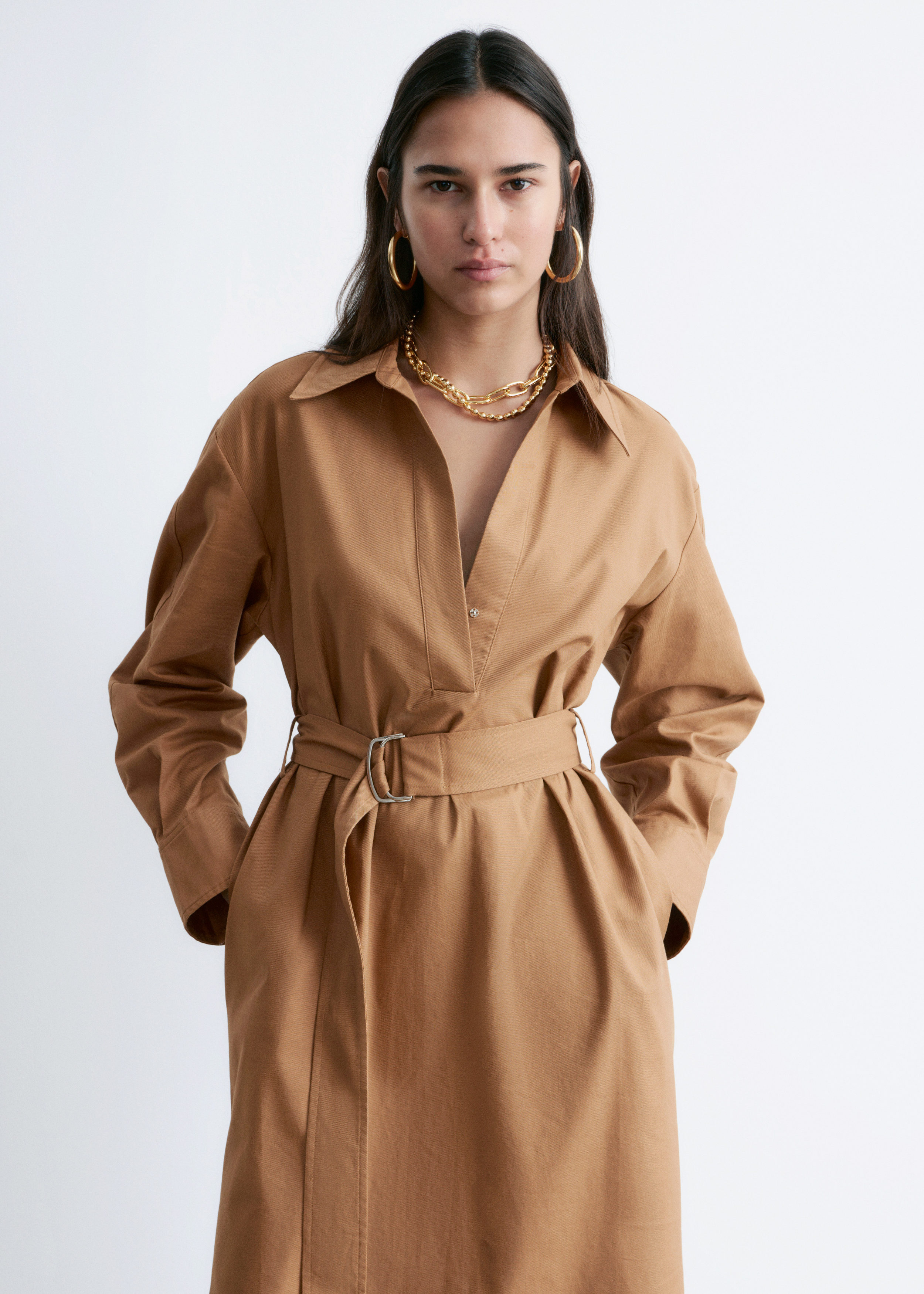& Other Stories BELTED MIDI DRESS