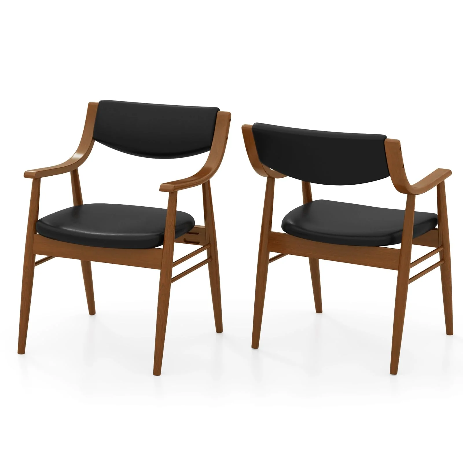 BEFOUNDLOVELY Wooden Dining Chairs Set of 2/4, PU Leather Upholstered Kitchen Chairs w/Padded Seat & Back, Rubber Wood Frame