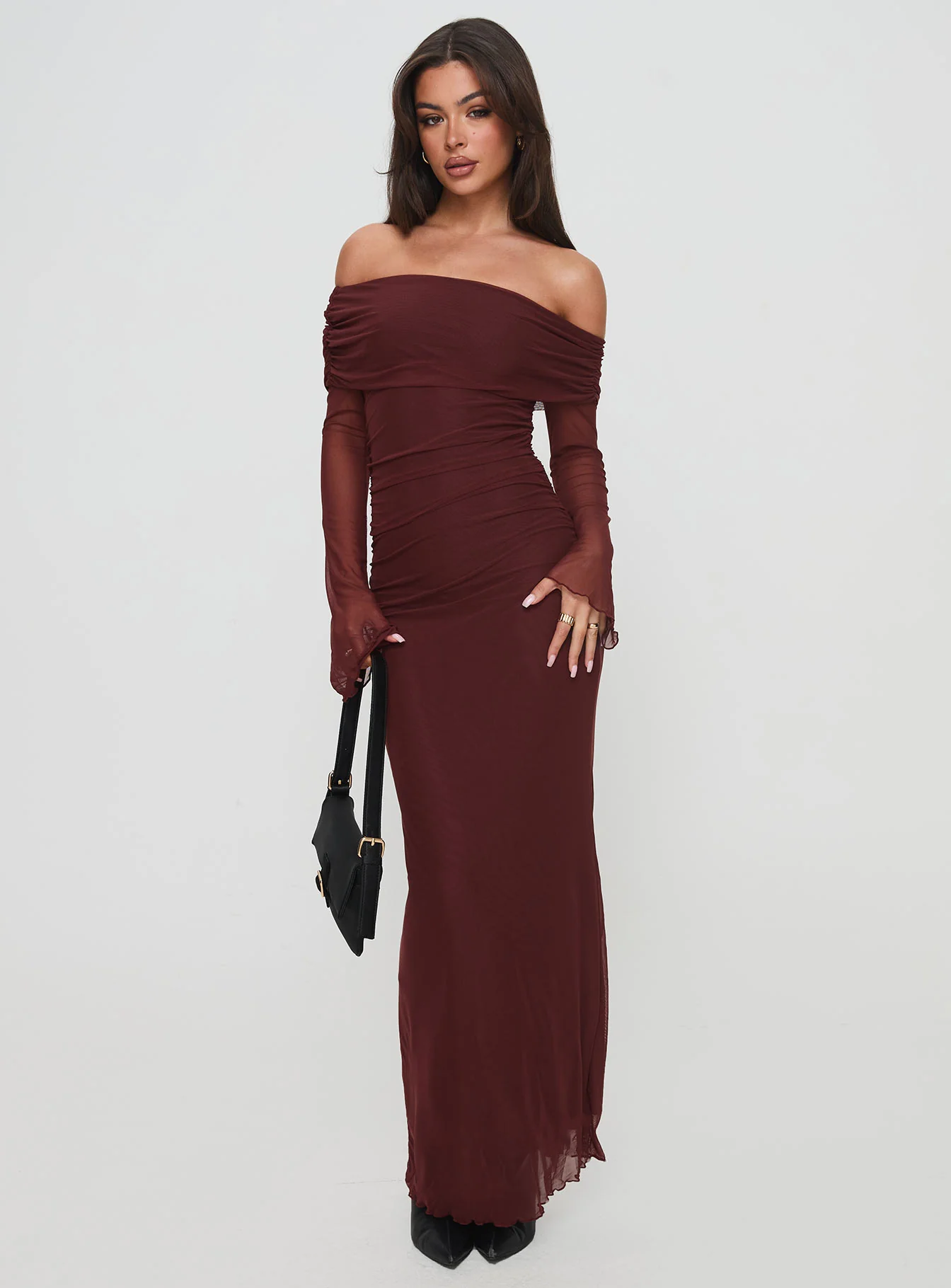 Consideration Long Sleeve Maxi Dress Chocolate