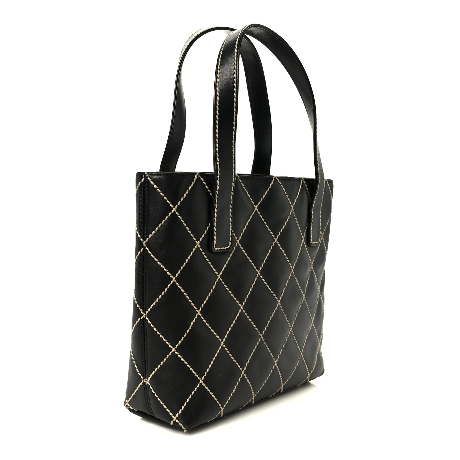 Calfskin Wild Stitch Tote Black - Top Club