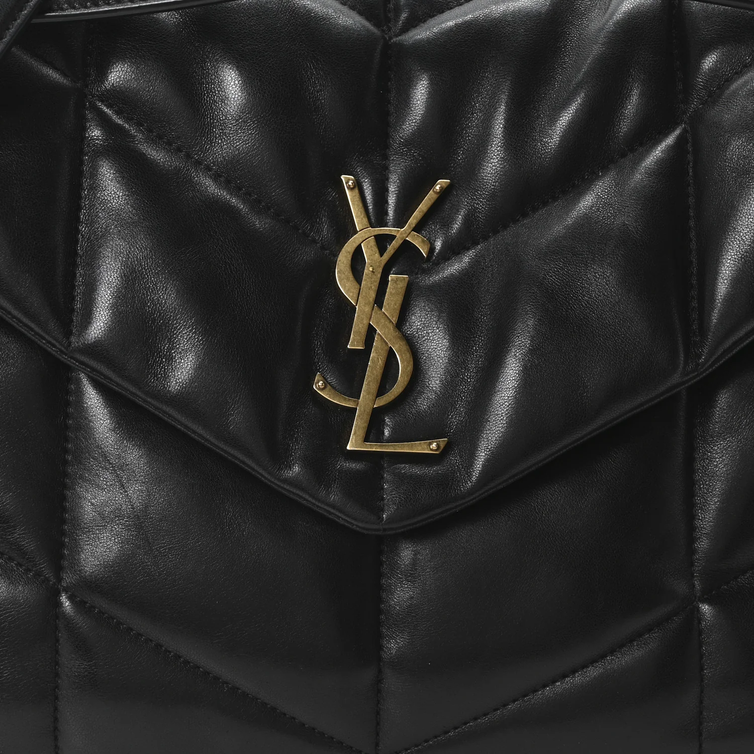 Lambskin Quilted Medium Loulou Puffer Monogram Chain Satchel Black - Top Club
