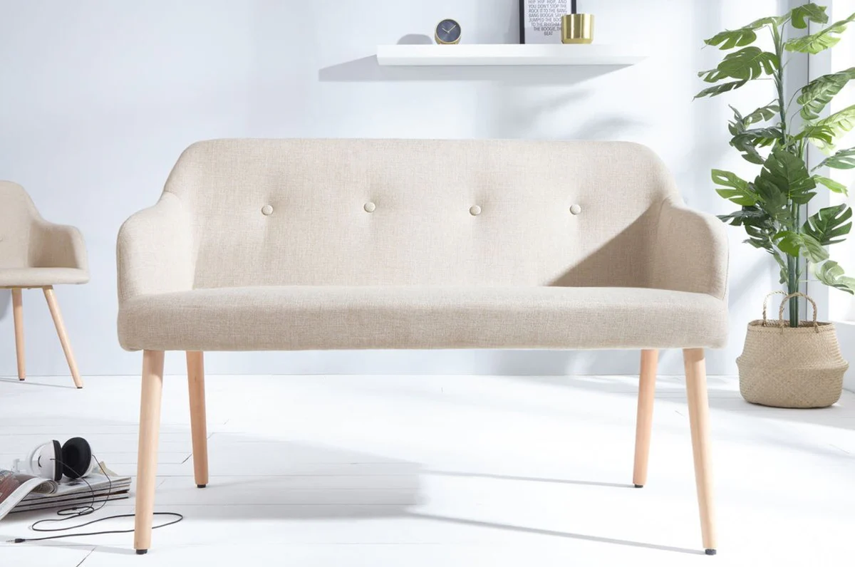 Bench natural color 116 cm - padded solid wood bench