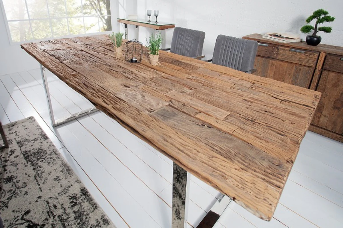 Designer solid wood dining table nature Mod2 - teak wood - 200 x 100 x H.75 cm - Made of solid teak wood