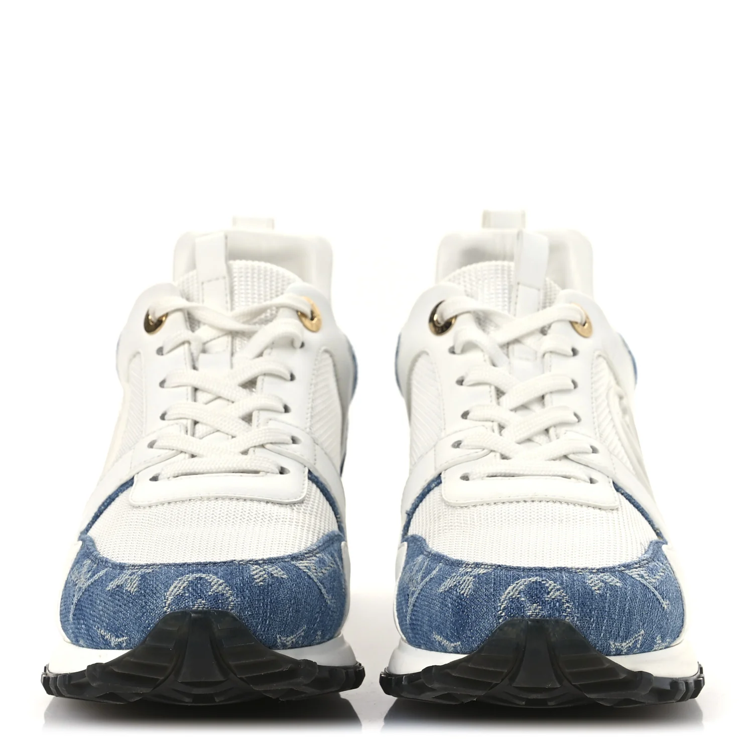 Calfskin Monogram Denim Run Away Sneakers 39 White - Top Club