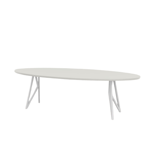 Studio HENK tafel Butterfly Ovaal - wit frame, HPL Fenix bianco kos 240 x 120 | HPL Fenix Bianco Kos | Rechte Rand | Frame Wit