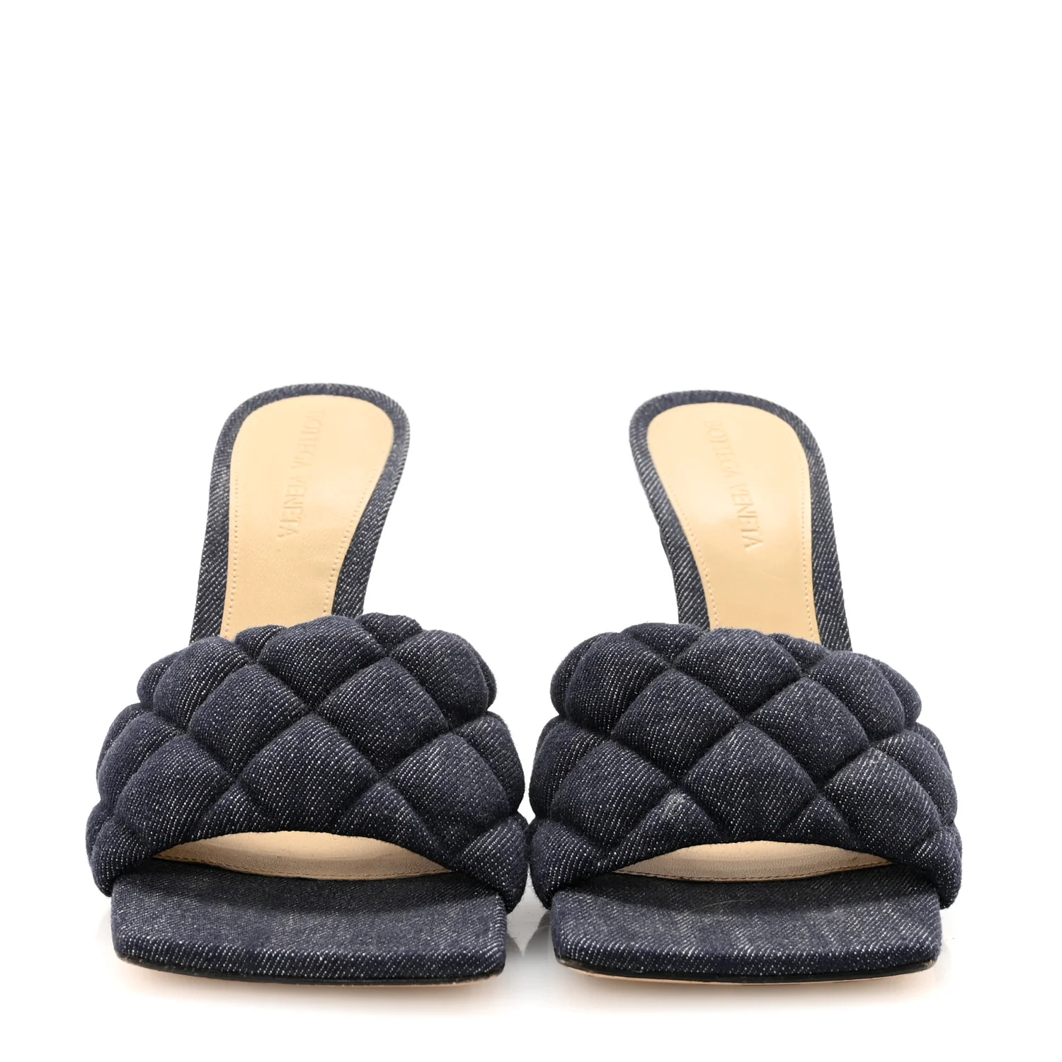 Denim Matelasse Padded Mule Sandals 37.5 Indigo - Top Club