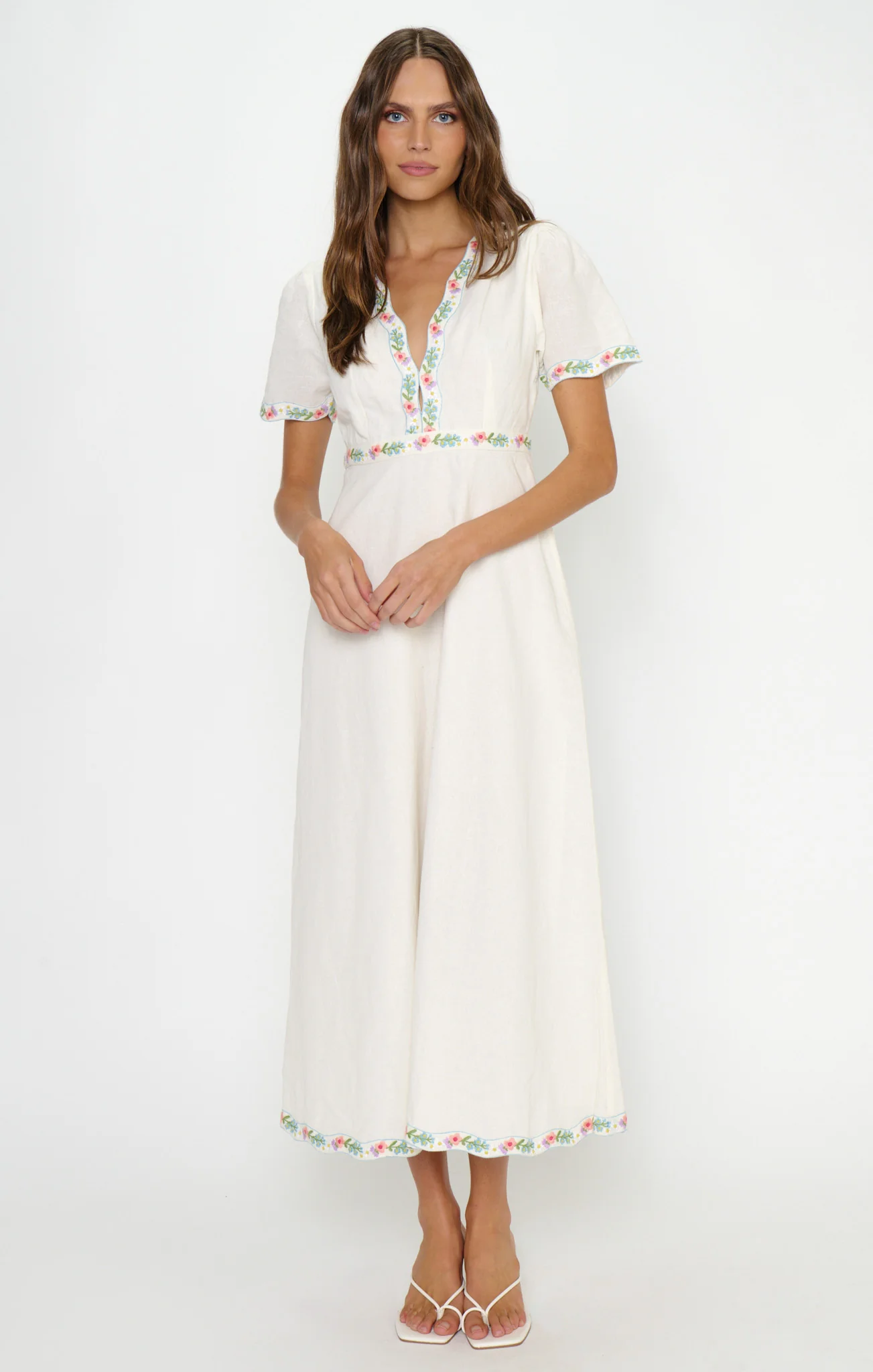 Thea Midi Dress ~ Wild Meadow Embroidery