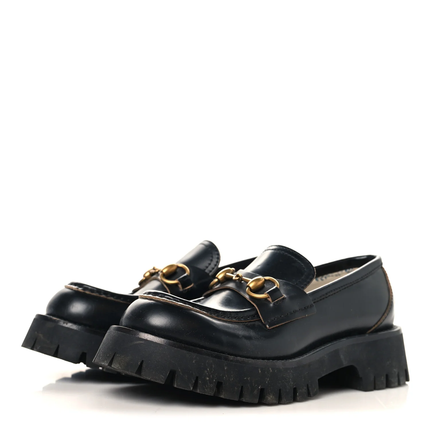 Cordovan Lux Womens Harald Horsebit 25mm Platform Loafers 35 Black - Top Club