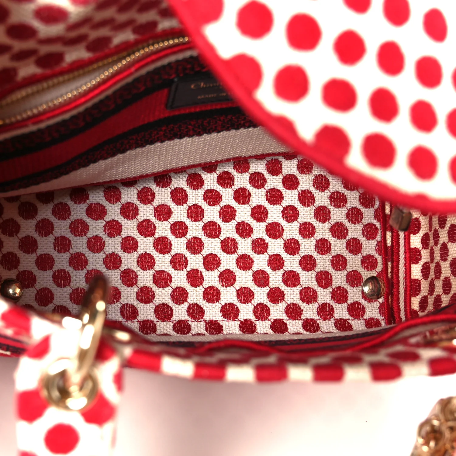 Canvas Medium DiorAmour Dots Lady D-Lite Red - Top Club