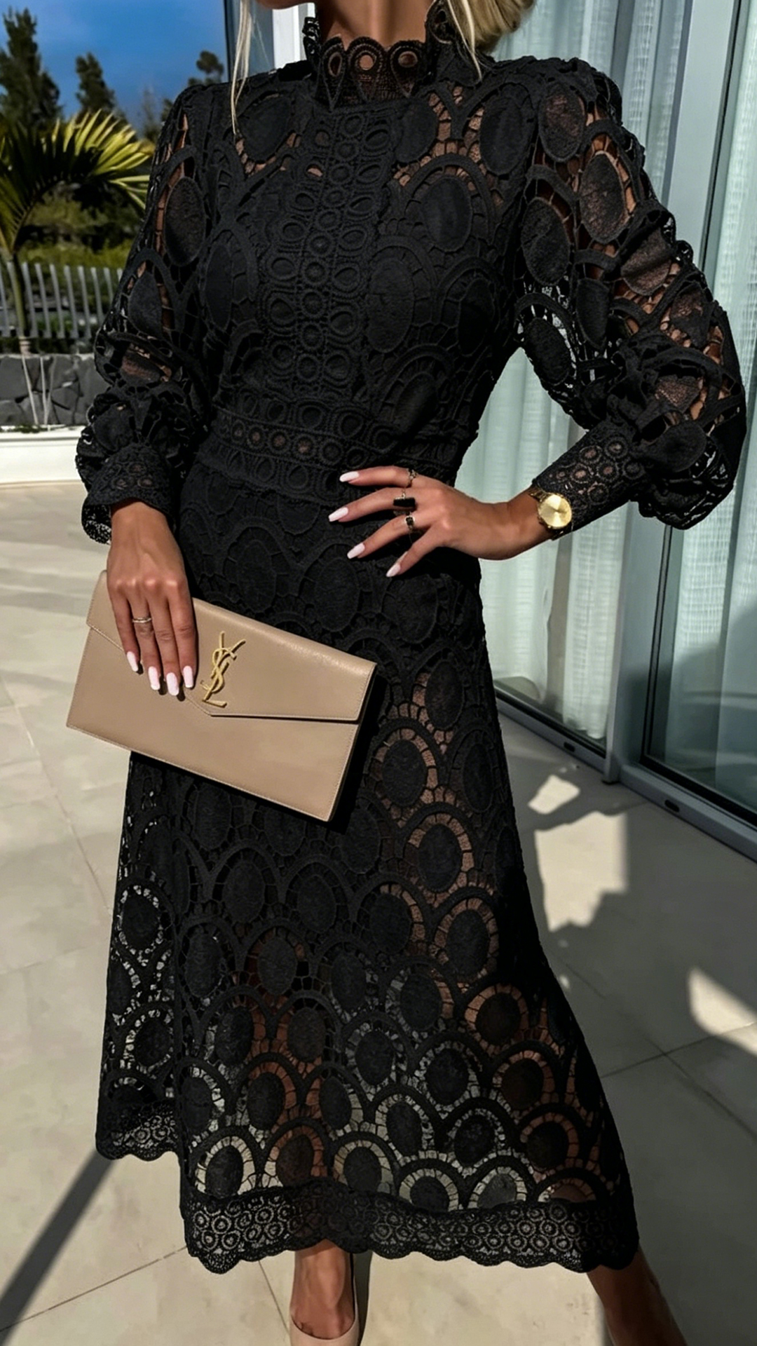 Women's Lace Cotton-Blend Midi Dress - Nordfashionstorm - Women's Clothing, Fashion for You - Nordfashionstorm.com