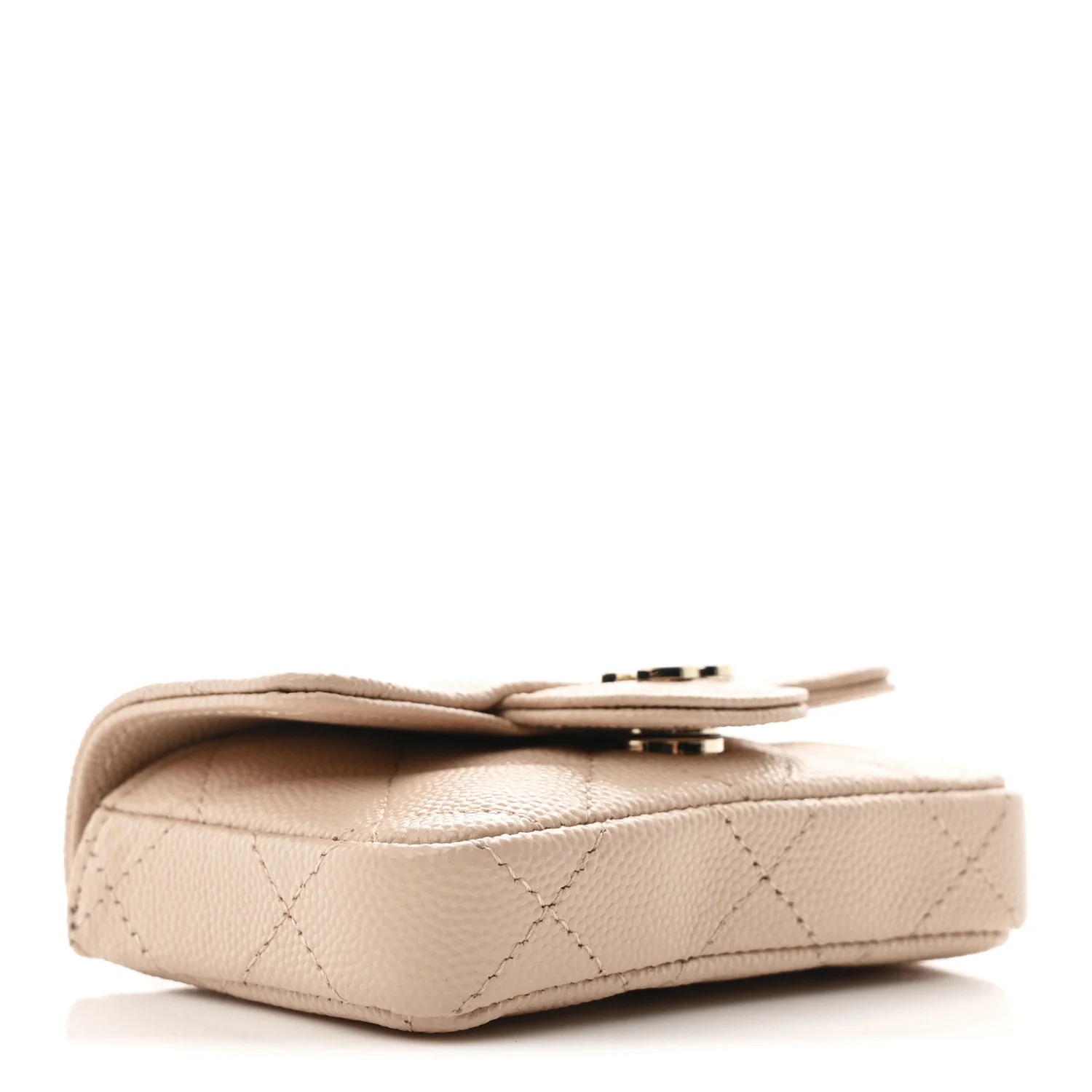 Caviar Quilted Mini Chain Belt Bag Light Beige - Top Club