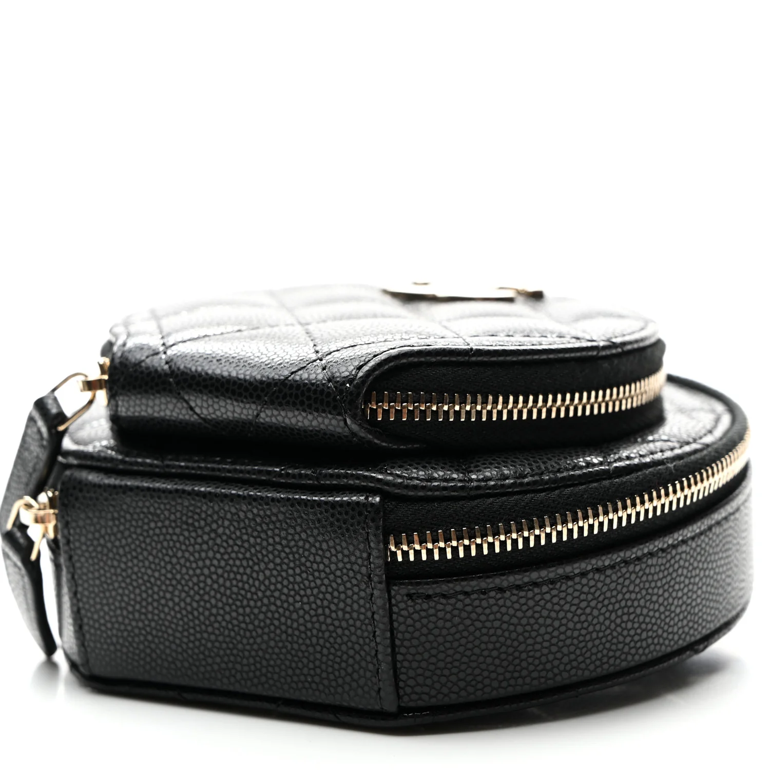 Caviar Quilted Round Coco Clutch With Chain Black - Top Club