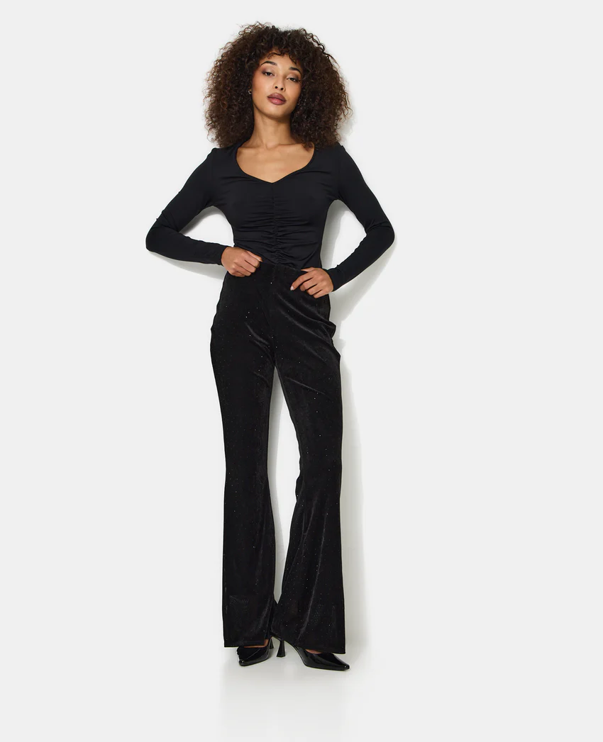 Pimkie Pantalon flare en résille et velours avec strass