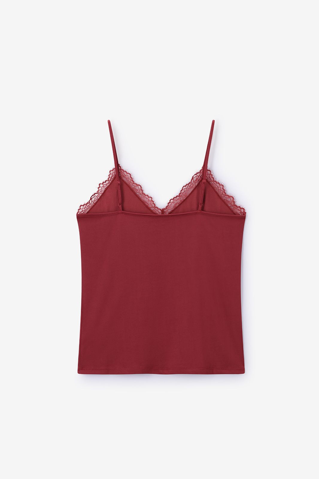 Donkerrood singlet met kant
